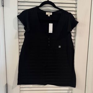 LOFT Classic Black Cap Sleeve Blouse